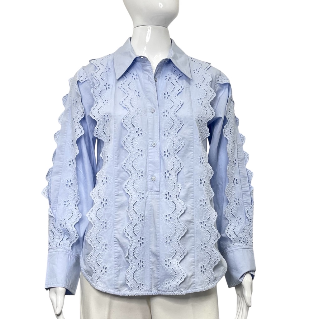 Citizens Of Humanity Santa Cruz Shay Popover Eyelet Trim Cotton Shirt Size Xs